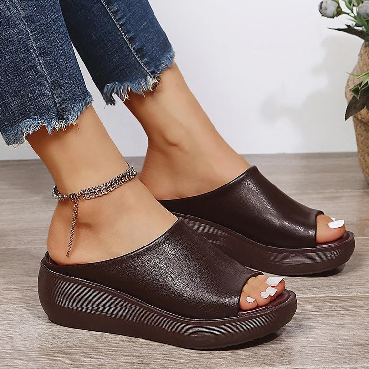 NELMY | Orthopädische Sandalen mit Lederkeilabsatz für Damen