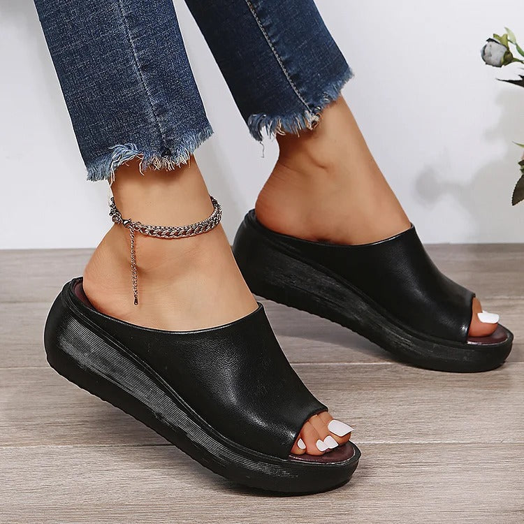 NELMY | Orthopädische Sandalen mit Lederkeilabsatz für Damen