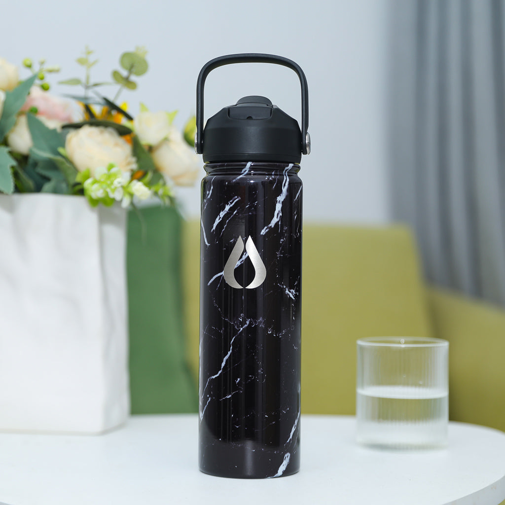 Wasserflasche - 650ML - Schwarzer Marmor