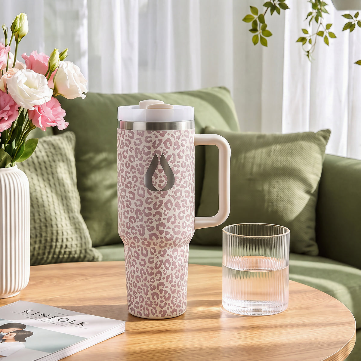 Tumbler - 1200ML - Creme Leopard