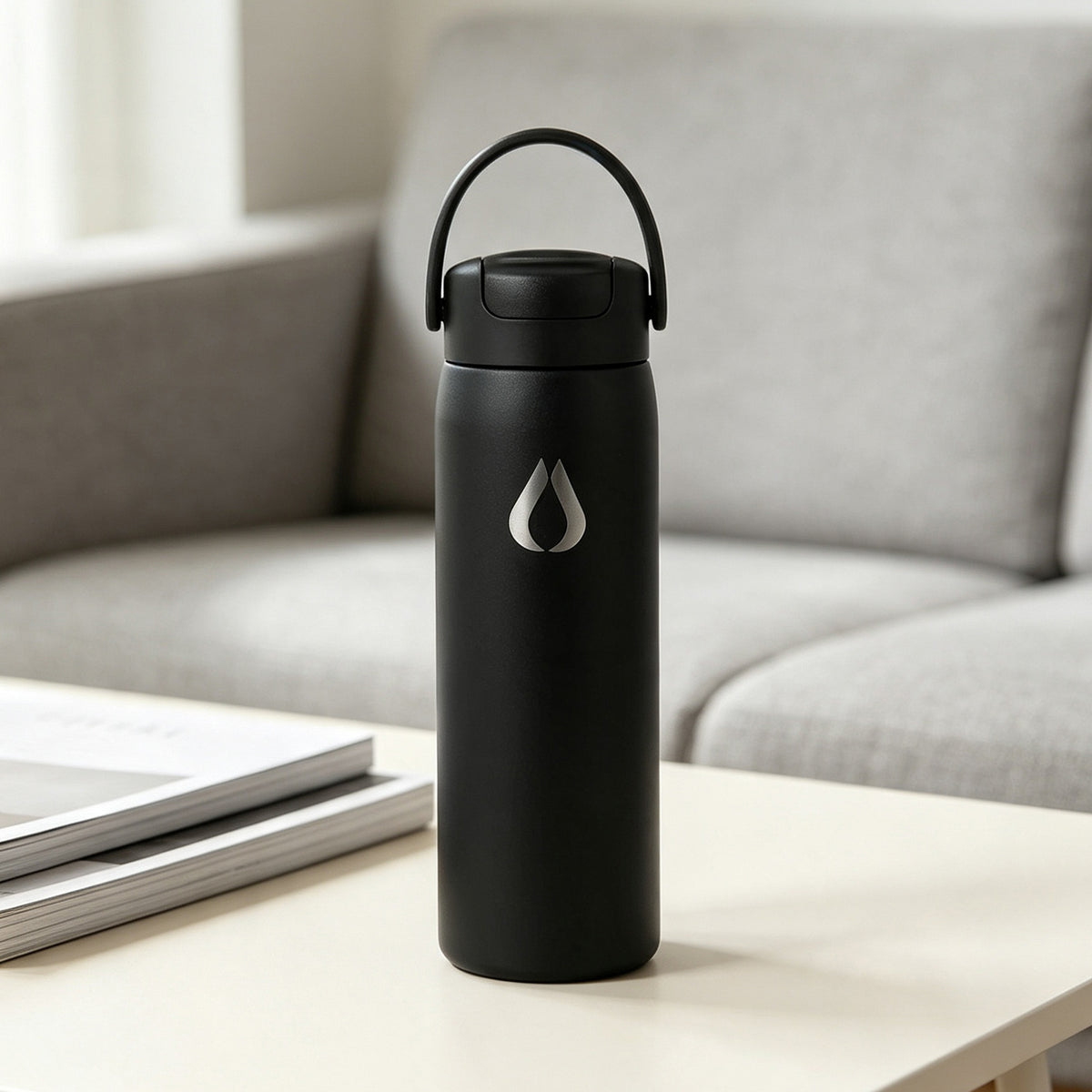 Wasserflasche - 2 in 1 - 710ML - Schwarz