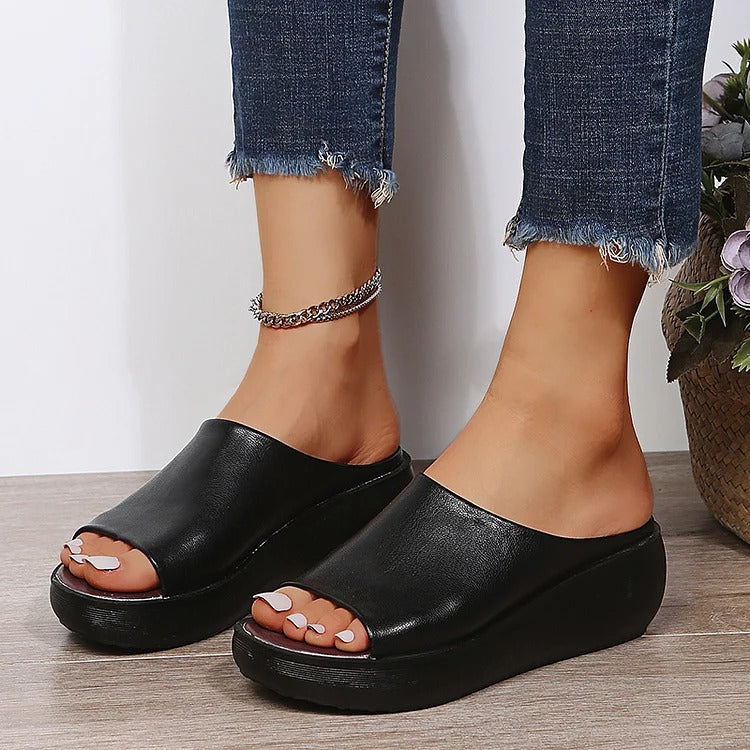 NELMY | Orthopädische Sandalen mit Lederkeilabsatz für Damen