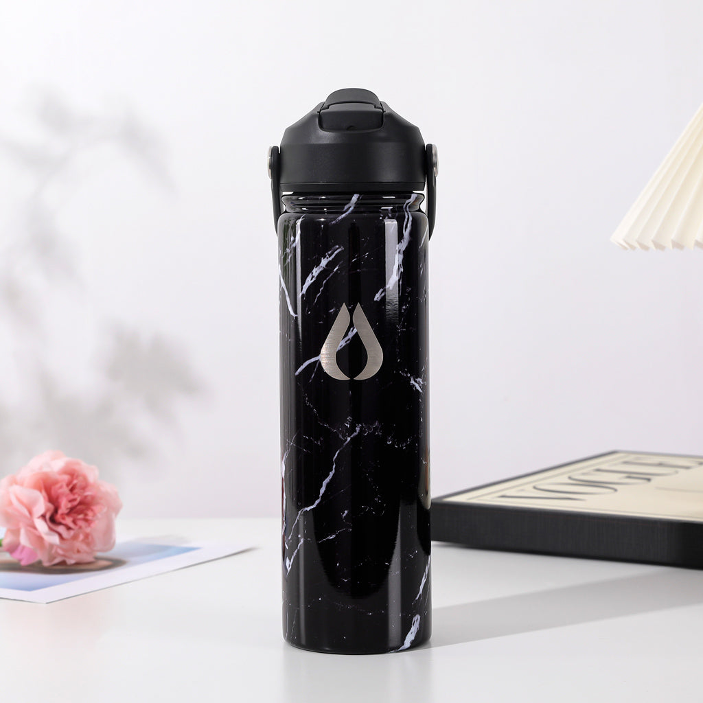 Wasserflasche - 650ML - Schwarzer Marmor