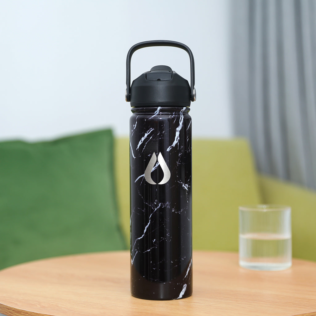 Wasserflasche - 650ML - Schwarzer Marmor
